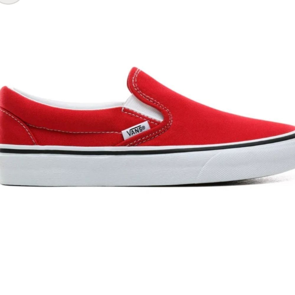 Vans Classic Slip-On Shoe- Racing Red/True White